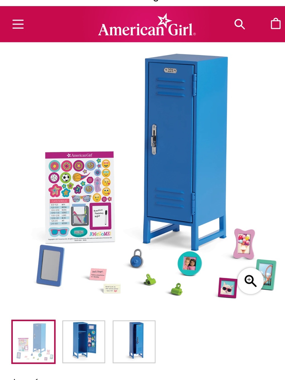 American Girl Blue School Locker Set